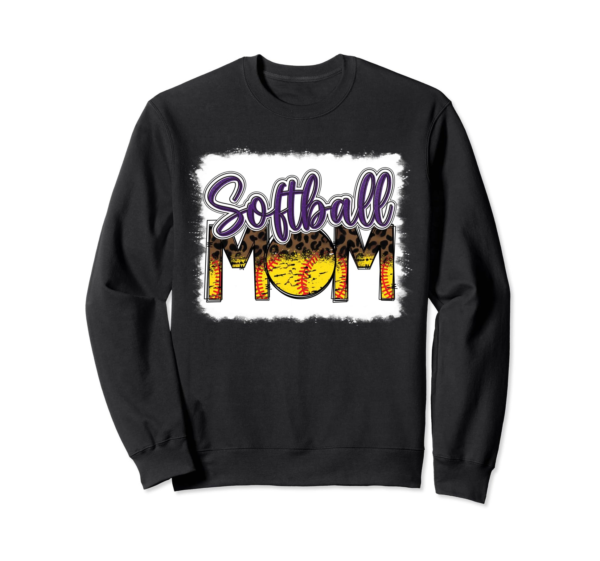 Bleached Softball Mom Leopard Sweatshirt - Custom Art Print for Adults - T-Shirt, Sweatshirt, Hoodie