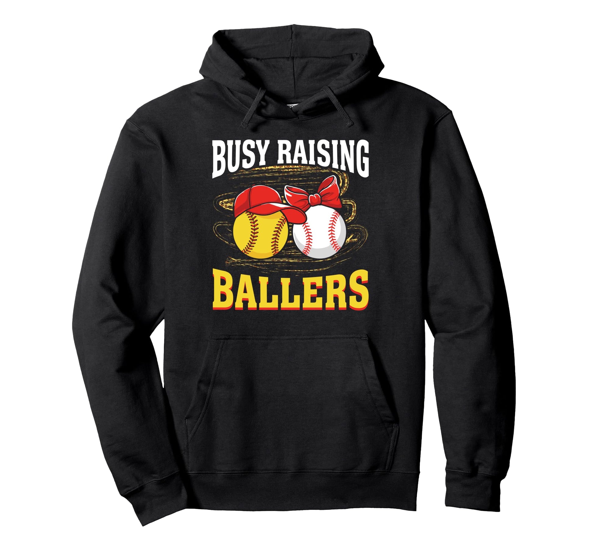 Busy Raising Ballers Softball Baseball Mom Hoodie - Trendy Graphic Unisex - T-Shirt, Sweatshirt, Hoodie