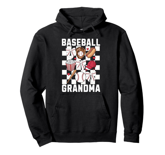 Baseball Grandma Coquette Bow Hoodie - Casual Everyday Wear Unisex - T-Shirt, Sweatshirt, Hoodie