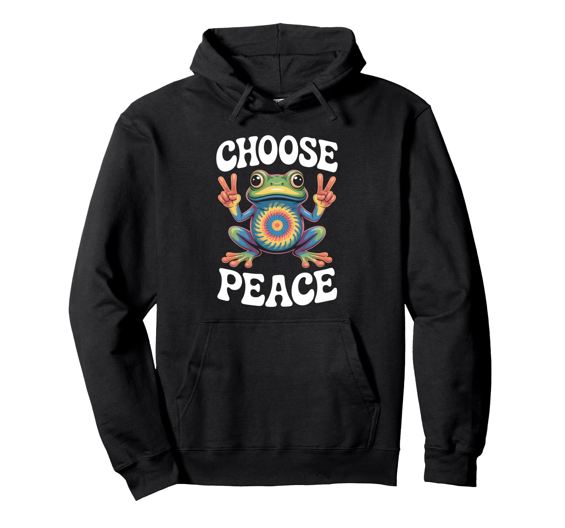 Choose Peace Tie Dye Psychedelic Frog Hoodie - Trendy Graphic Men Women - T-Shirt, Sweatshirt, Hoodie