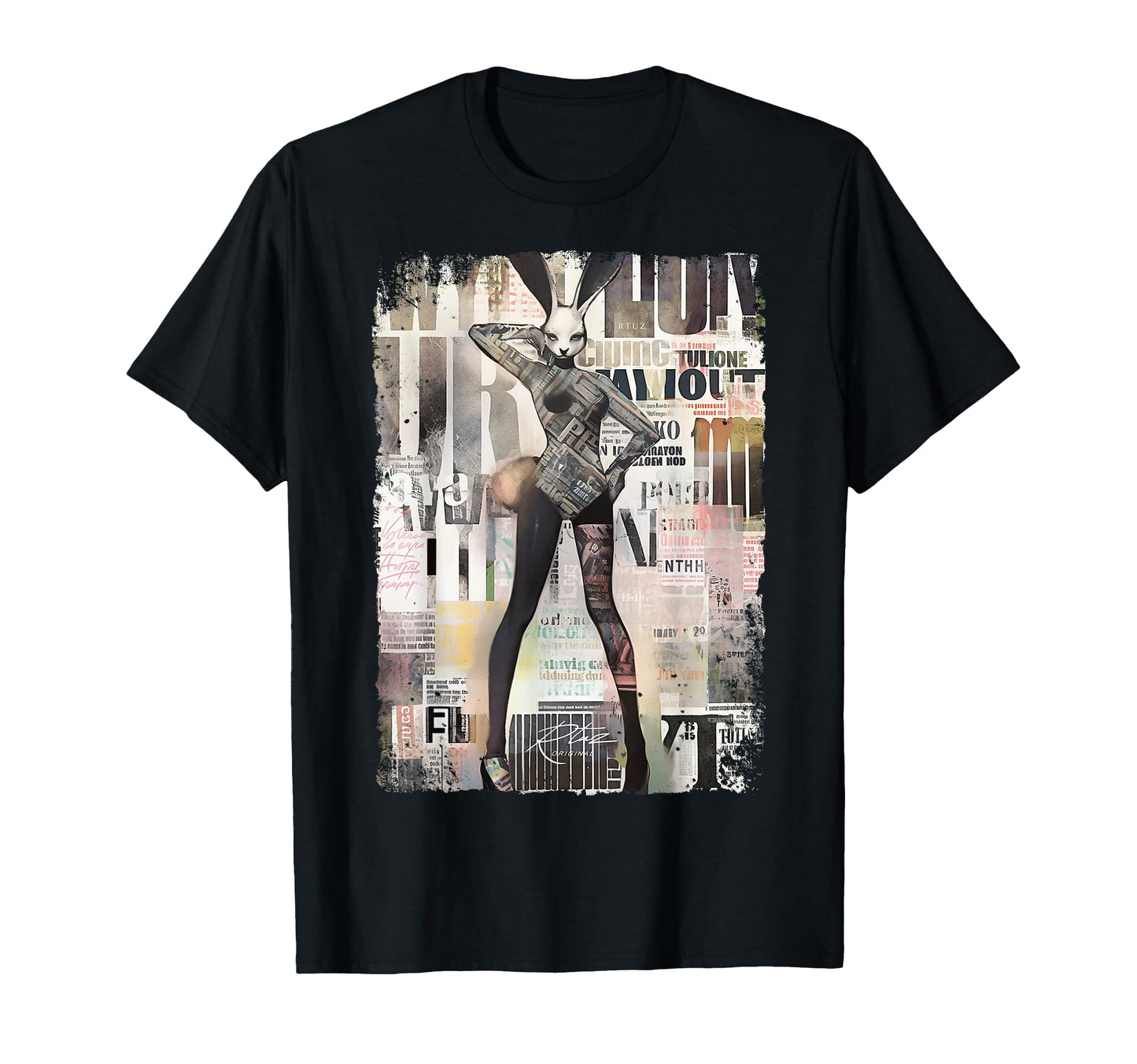 Magazine Cover Bunny Collage Sexy T-Shirt - Aesthetic Graphic Men Women - T-Shirt, Sweatshirt, Hoodie