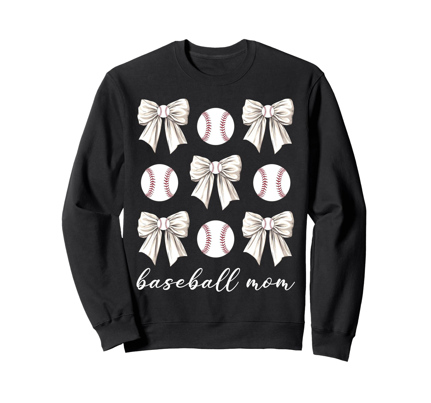 Coquette Bow Baseball Mom Sweatshirt - Casual Everyday Wear Unisex - T-Shirt, Sweatshirt, Hoodie