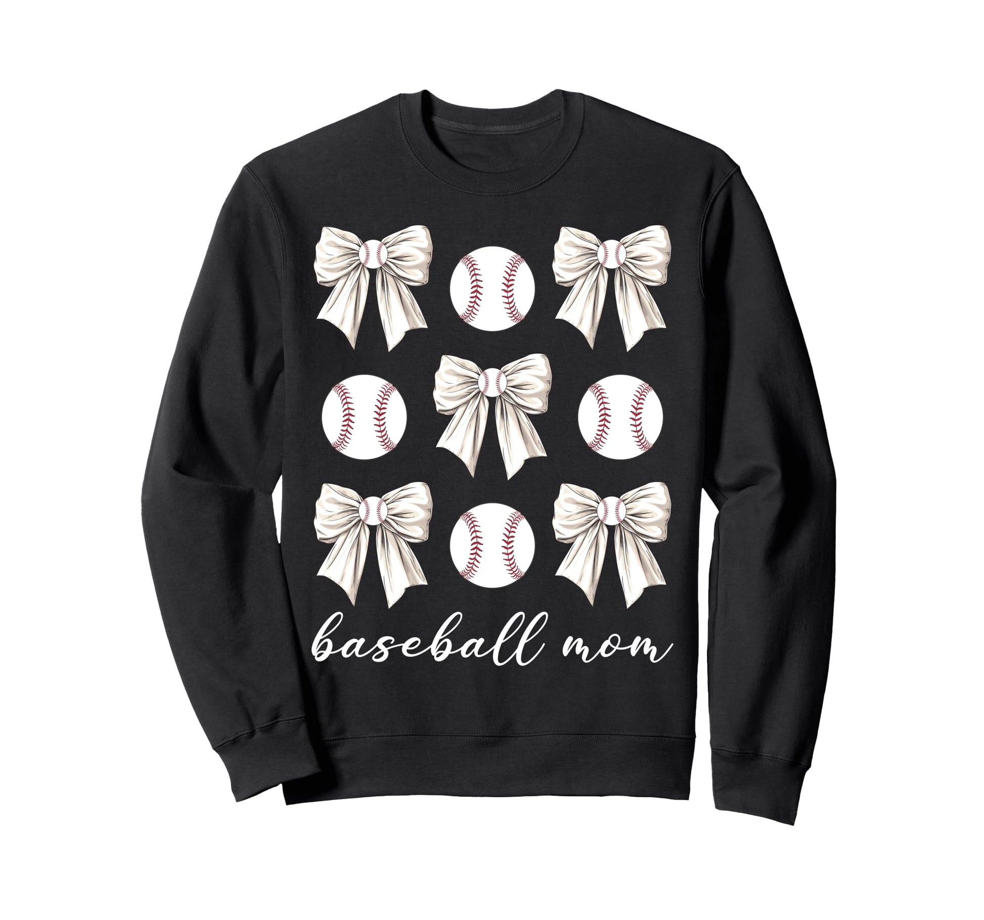 Coquette Bow Baseball Mom Sweatshirt - Casual Everyday Wear Unisex - T-Shirt, Sweatshirt, Hoodie