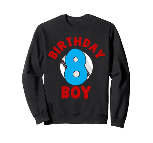 8Th Birthday Baseball Birthday Sweatshirt - Minimalist Print for Adults - T-Shirt, Sweatshirt, Hoodie