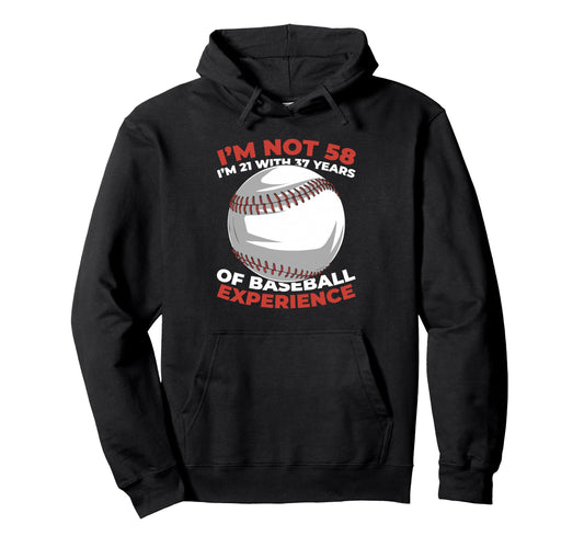 58 Years Old Baseballer Team Player Hoodie - Unique Graphic for Adults - T-Shirt, Sweatshirt, Hoodie