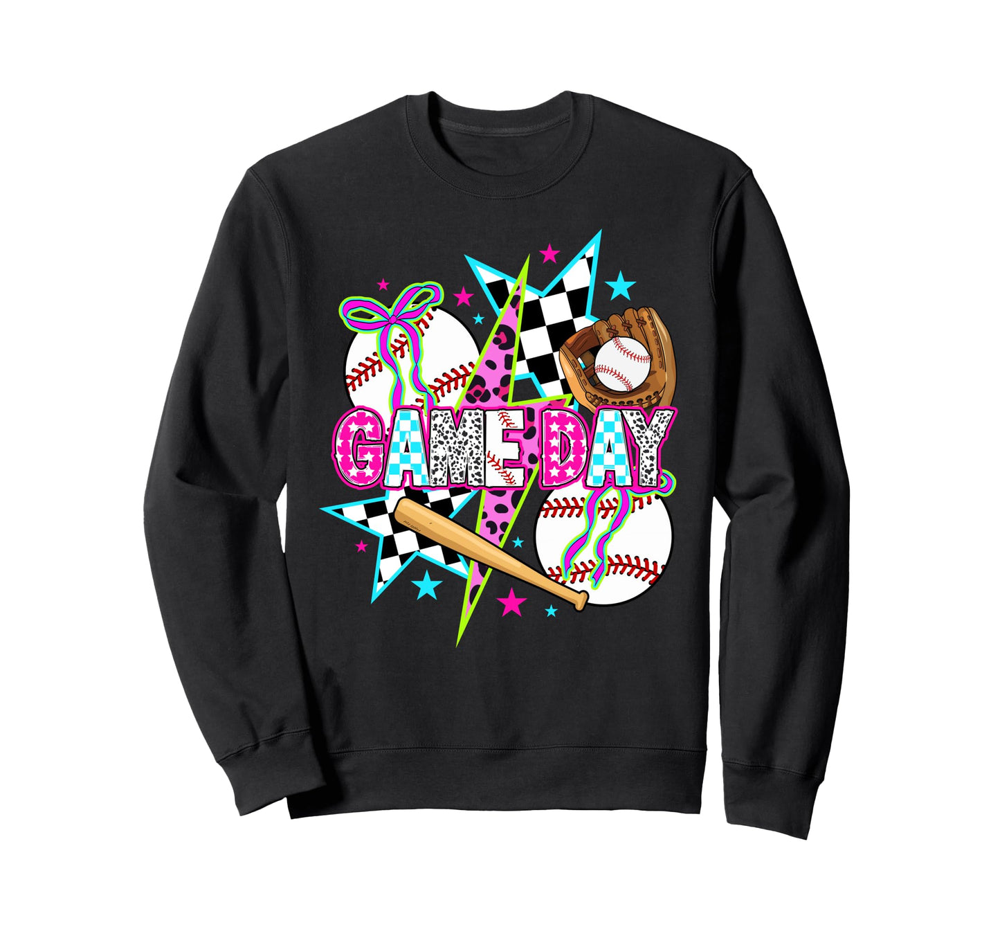 Baseball Game Day Bow Game Day Sweatshirt - Aesthetic Graphic Men Women - T-Shirt, Sweatshirt, Hoodie