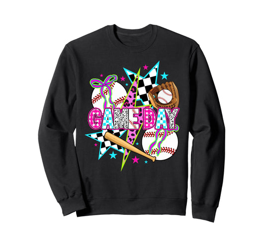 Baseball Game Day Bow Game Day Sweatshirt - Aesthetic Graphic Men Women - T-Shirt, Sweatshirt, Hoodie