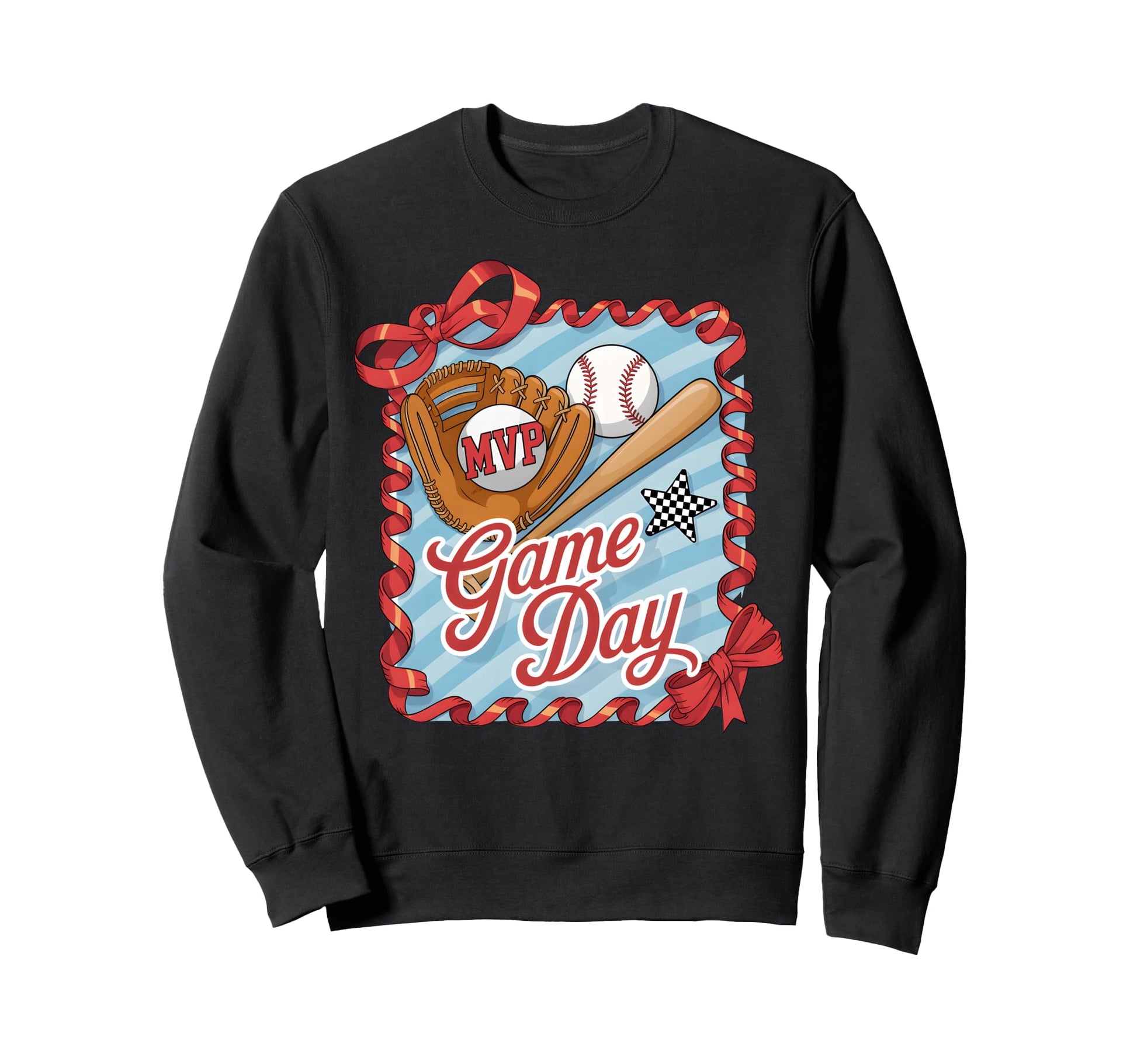 Game Day Coquette Baseball Preppy Sweatshirt - Custom Art Print Men Women - T-Shirt, Sweatshirt, Hoodie