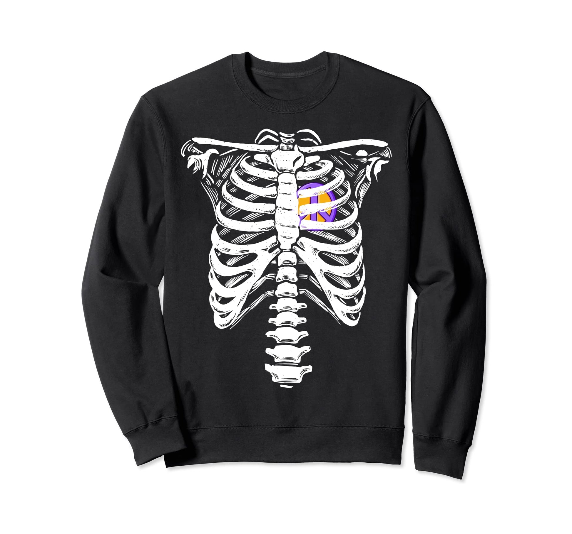 Peace Sign Heart Skeleton Rib Cage Sweatshirt - Trendy Graphic for Adults - T-Shirt, Sweatshirt, Hoodie