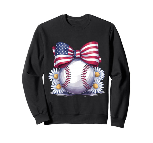 American Baseball Coquette Bow Sweatshirt - Aesthetic Graphic Men Women - T-Shirt, Sweatshirt, Hoodie