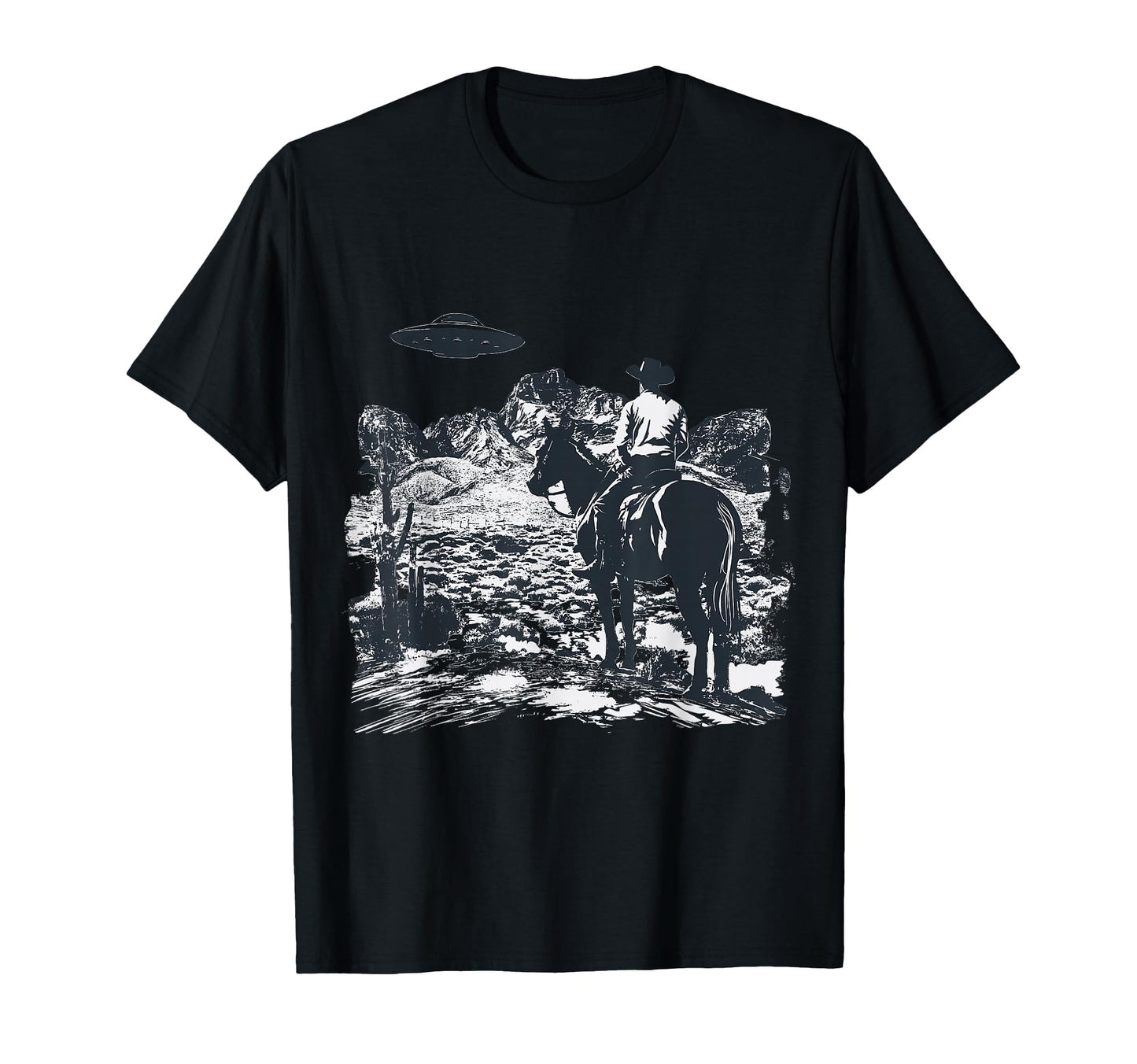 Western Ufo Cowboy Alien T-Shirt - Casual Everyday Wear for Adults - T-Shirt, Sweatshirt, Hoodie