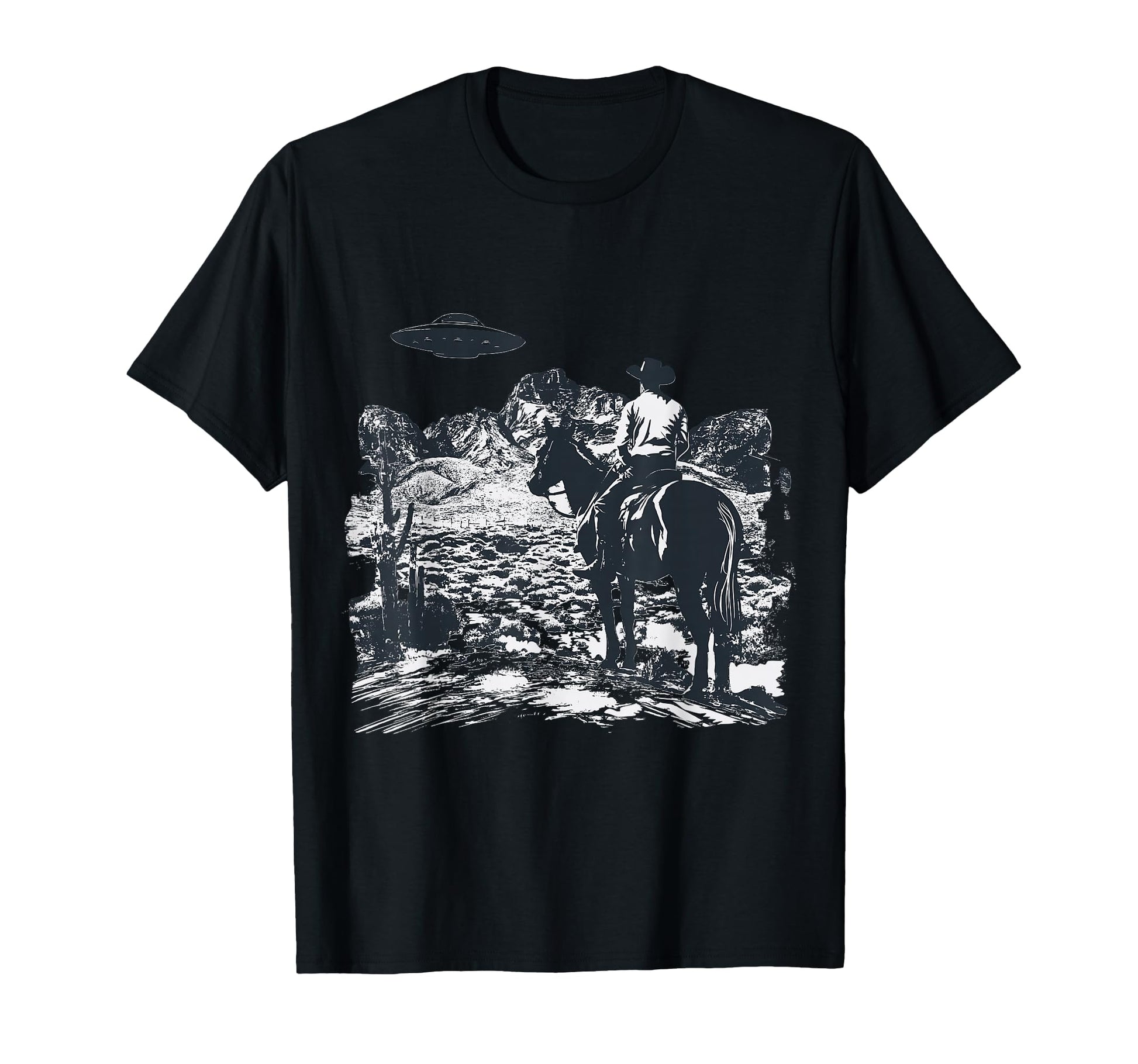 Western Ufo Cowboy Alien T-Shirt - Casual Everyday Wear for Adults - T-Shirt, Sweatshirt, Hoodie