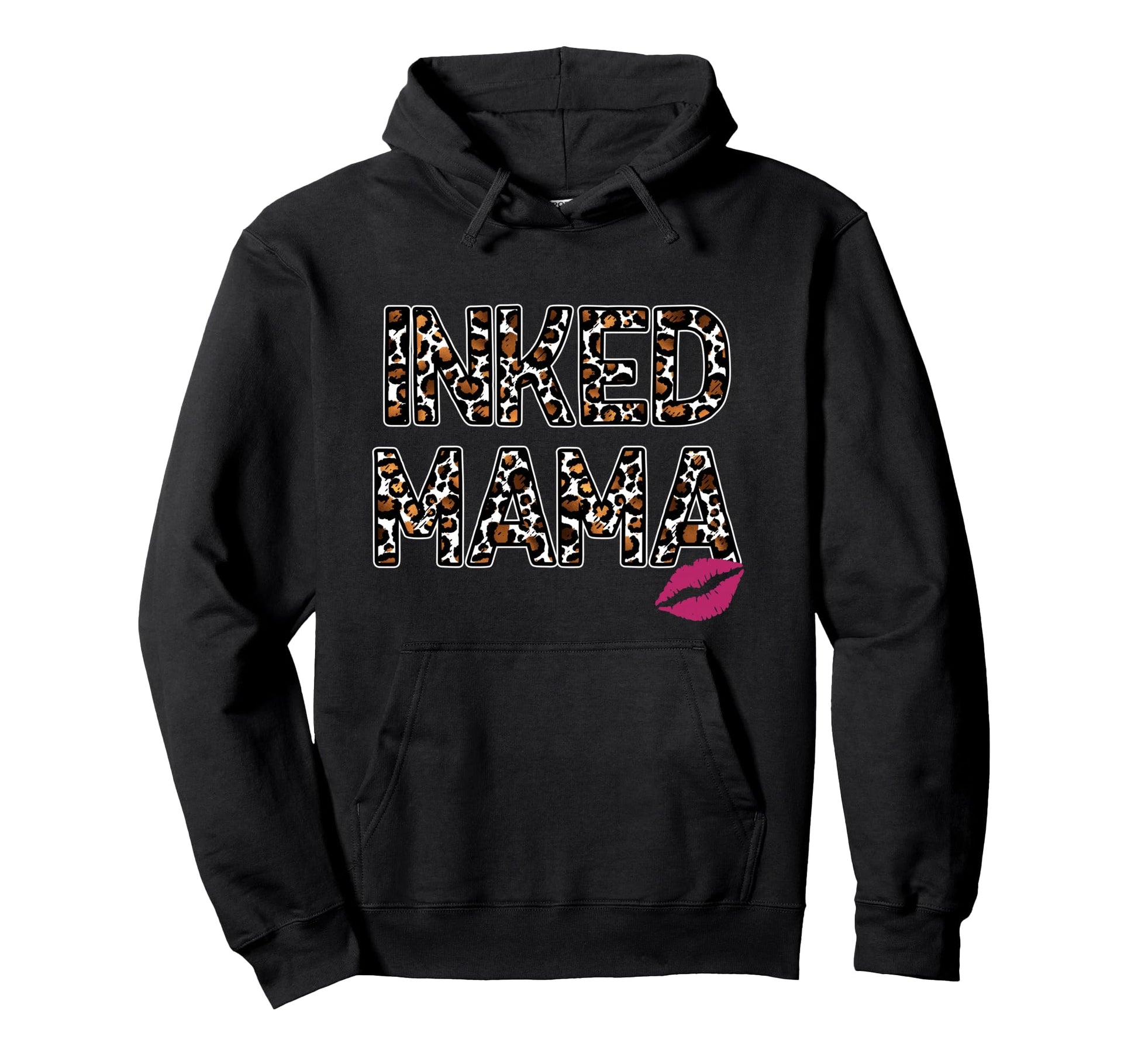 Inked Mama Mom Life Leopard Pucker Hoodie - Fun Novelty Design for Adults - T-Shirt, Sweatshirt, Hoodie