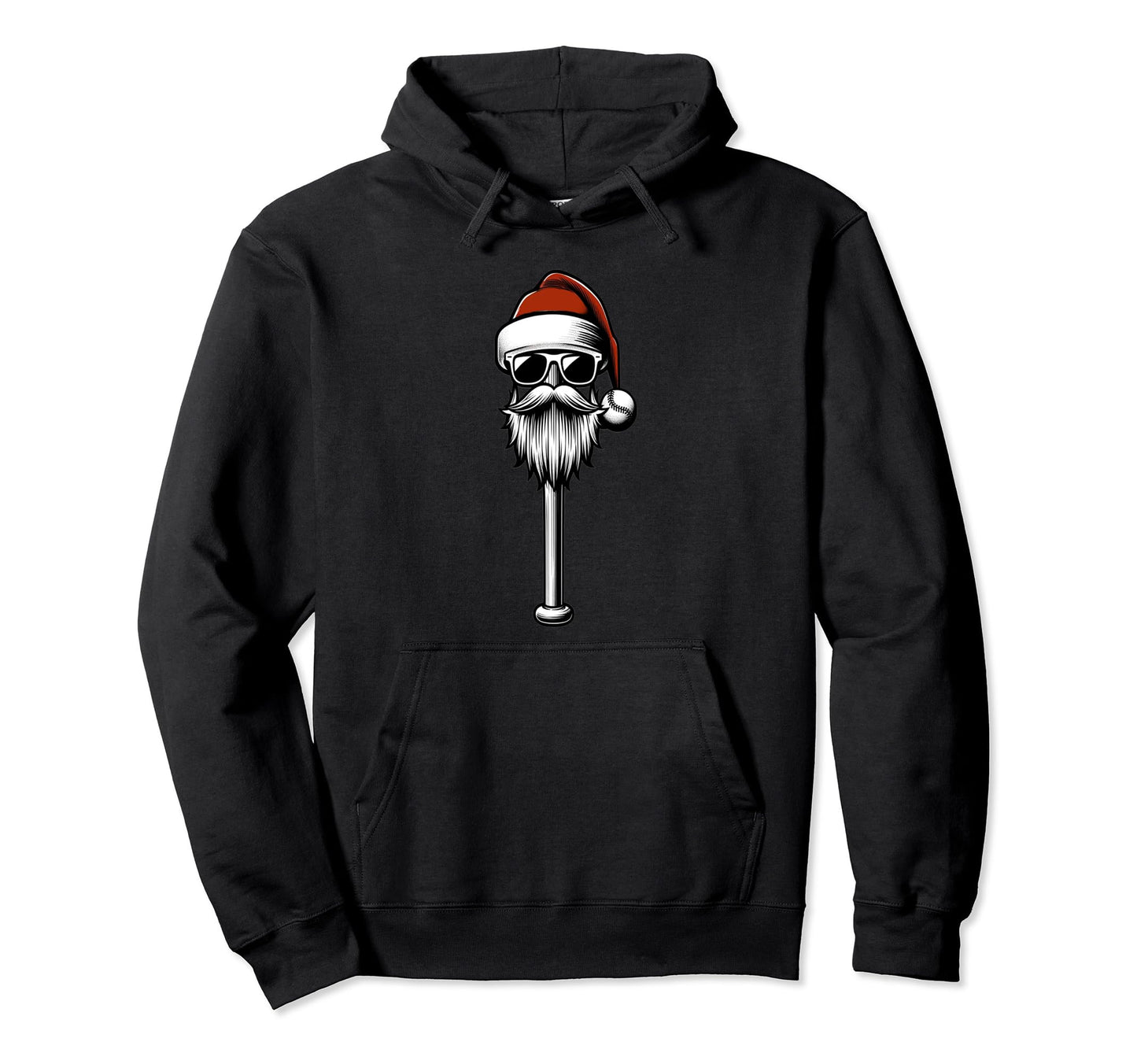 Santas Baseball Bat Santa Hat Home Run Hoodie - Unique Graphic for Adults - T-Shirt, Sweatshirt, Hoodie