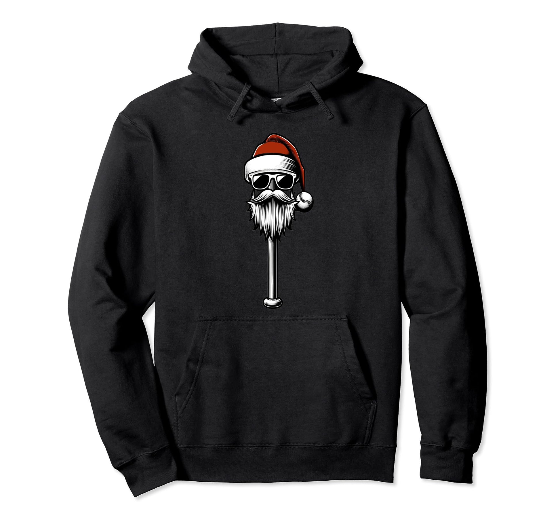 Santas Baseball Bat Santa Hat Home Run Hoodie - Unique Graphic for Adults - T-Shirt, Sweatshirt, Hoodie