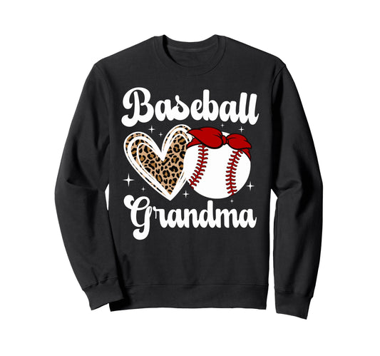 Baseball Grandma Leopard Sweatshirt - Aesthetic Graphic for Adults - T-Shirt, Sweatshirt, Hoodie