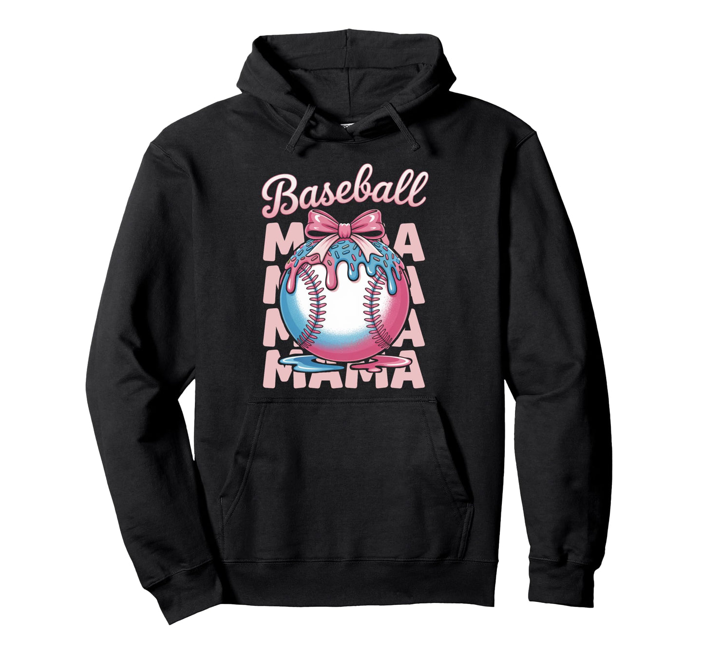 Baseball Mama Coquette Ribbon Ice Cream Hoodie - Unique Graphic for Adults - T-Shirt, Sweatshirt, Hoodie