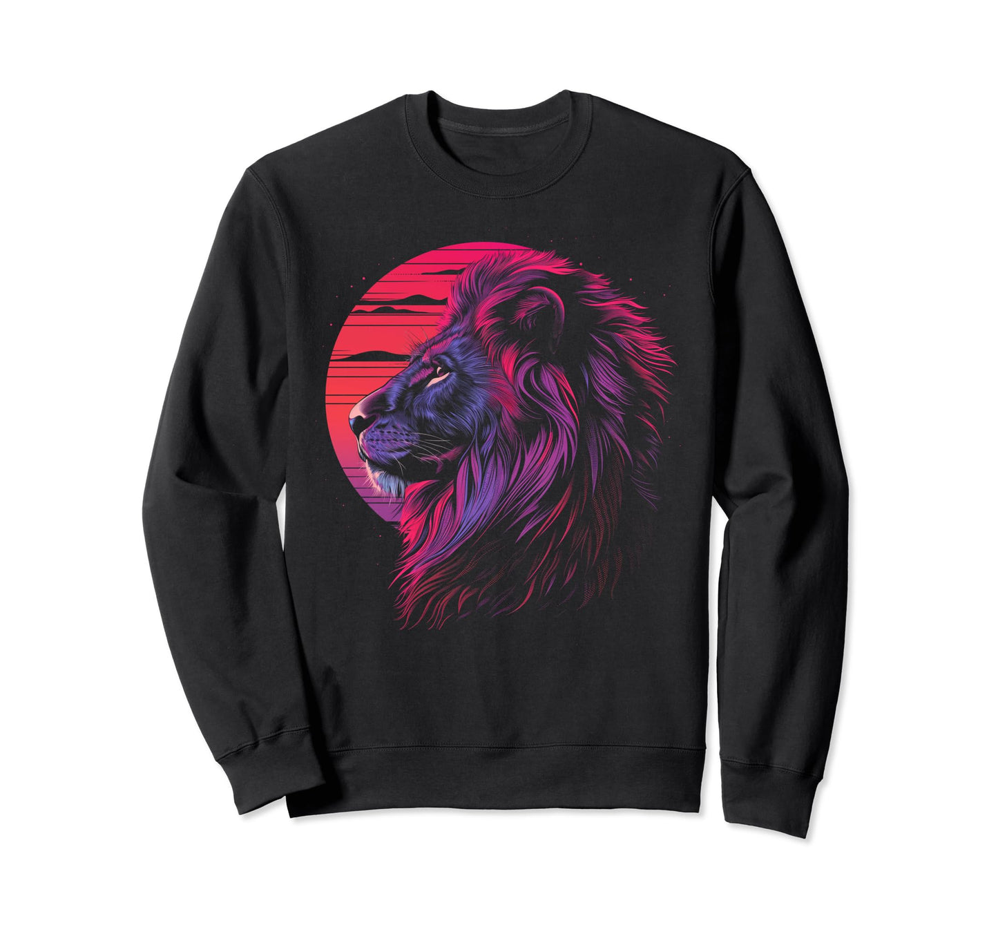 Lion Vaporwave Aesthetic Synthwave Sweatshirt - Novelty Apparel for Adults - T-Shirt, Sweatshirt, Hoodie