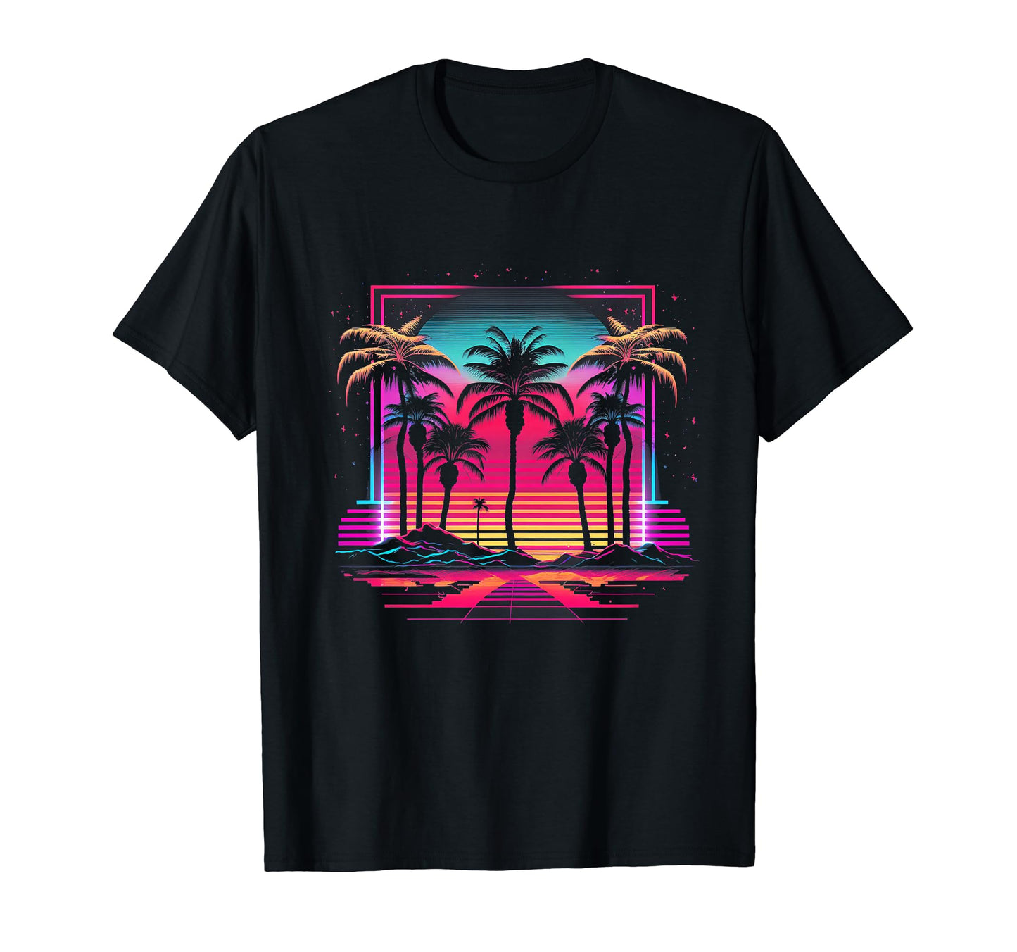 Palm Tree Vaporwave Retrowave T-Shirt - Casual Everyday Wear for Adults - T-Shirt, Sweatshirt, Hoodie