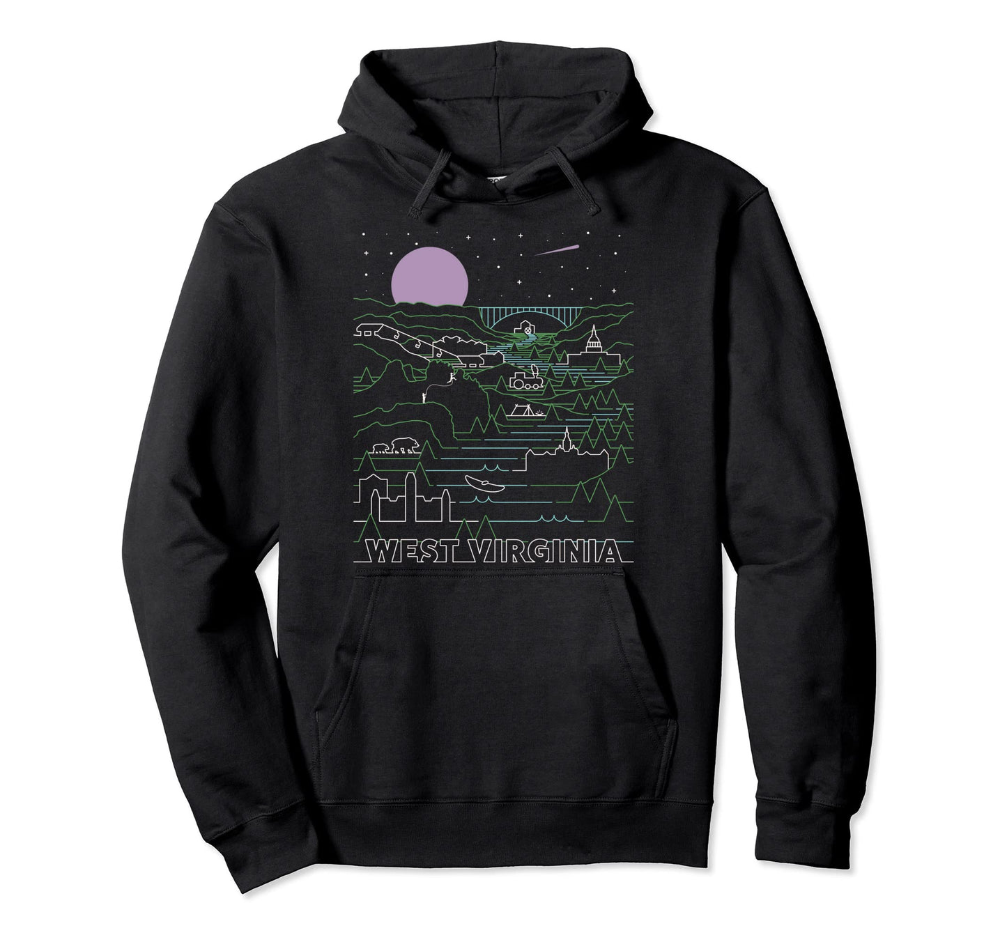 West Virginia Seneca Rocks New River Hoodie - Graphic Print for Adults - T-Shirt, Sweatshirt, Hoodie