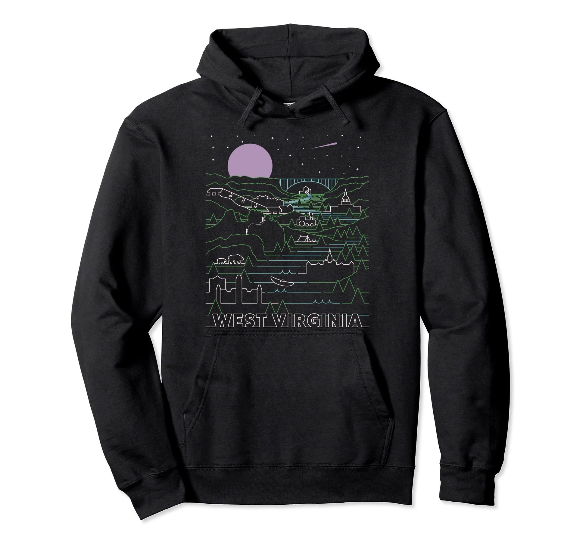 West Virginia Seneca Rocks New River Hoodie - Graphic Print for Adults - T-Shirt, Sweatshirt, Hoodie