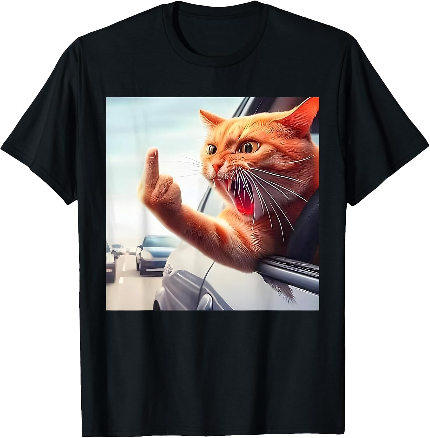 Funny Cat Middle Finger Hilarious in The Car Lover - Adult & Kids T-Shirts, Sweatshirts & Hoodies apparel design preview 1