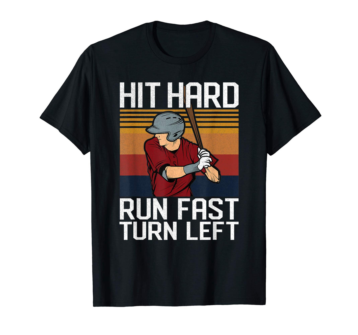 Baseball Player Sports Hit Hard Run T-Shirt - Custom Art Print for Adults - T-Shirt, Sweatshirt, Hoodie