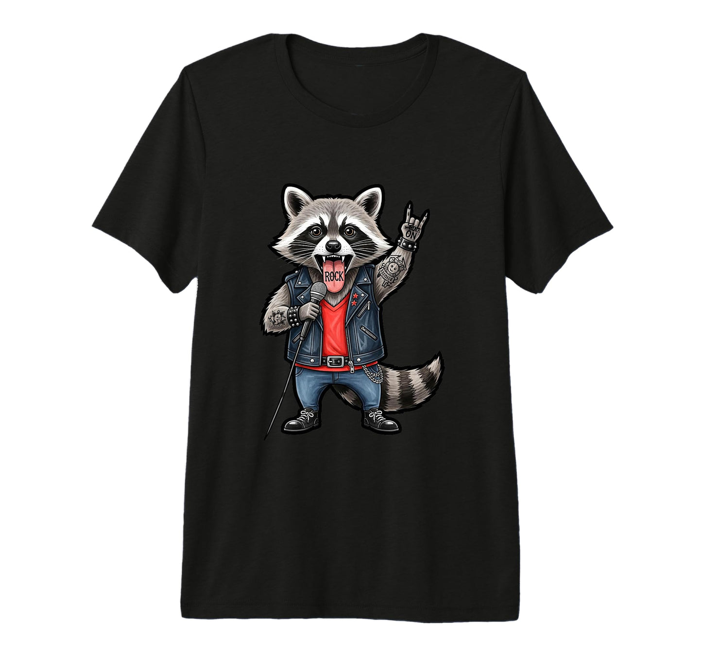 Funny Punk Raccoon Rock Fans T-Shirt - Casual Everyday Wear Men Women - T-Shirt, Sweatshirt, Hoodie