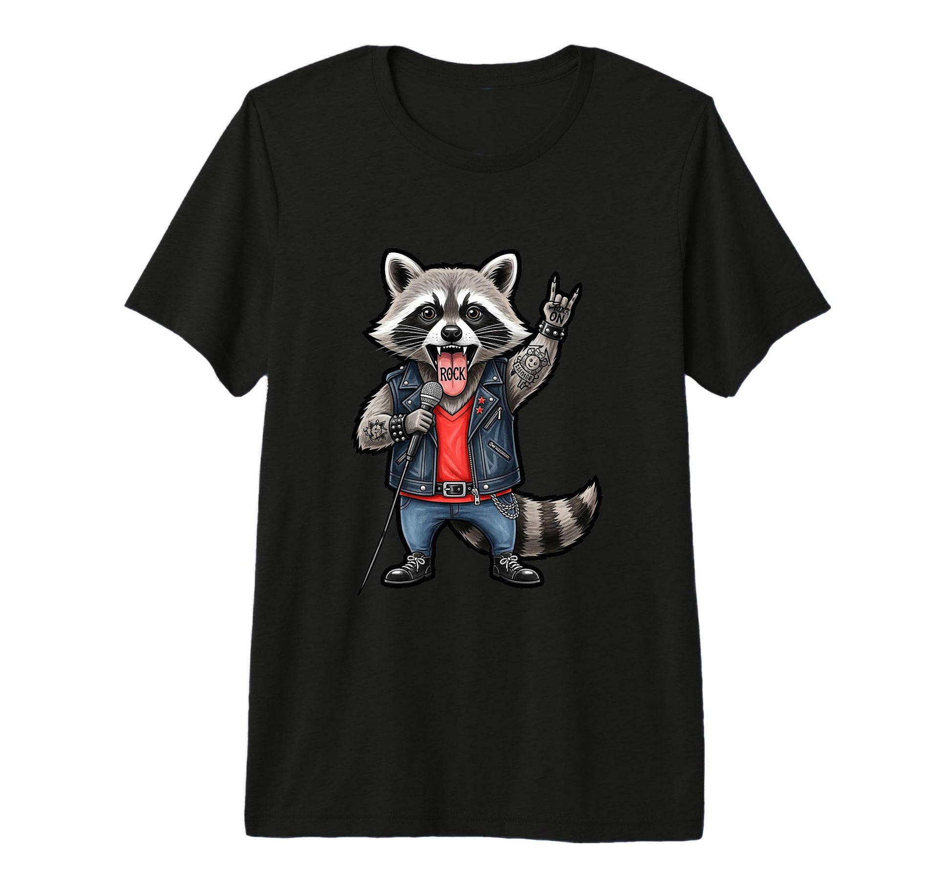 Funny Punk Raccoon Rock Fans T-Shirt - Casual Everyday Wear Men Women - T-Shirt, Sweatshirt, Hoodie