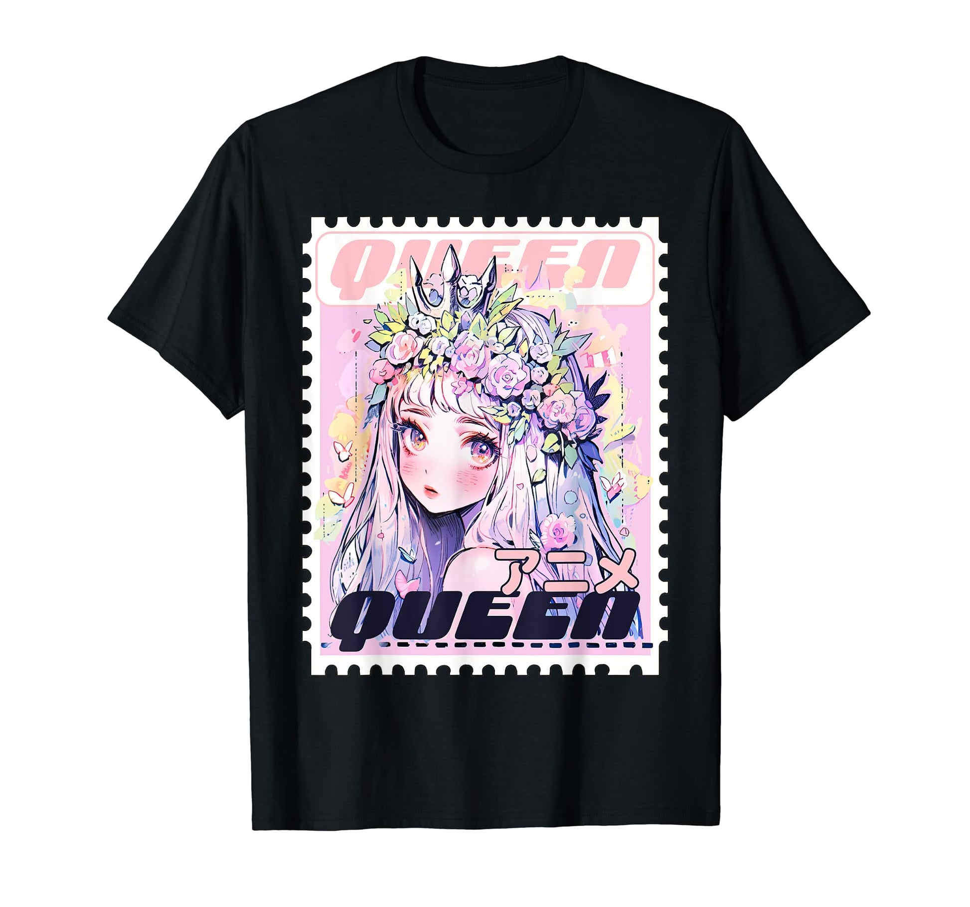 Waifu Floral Crown Y2K Anime Pastel T-Shirt - Custom Art Print for Adults - T-Shirt, Sweatshirt, Hoodie