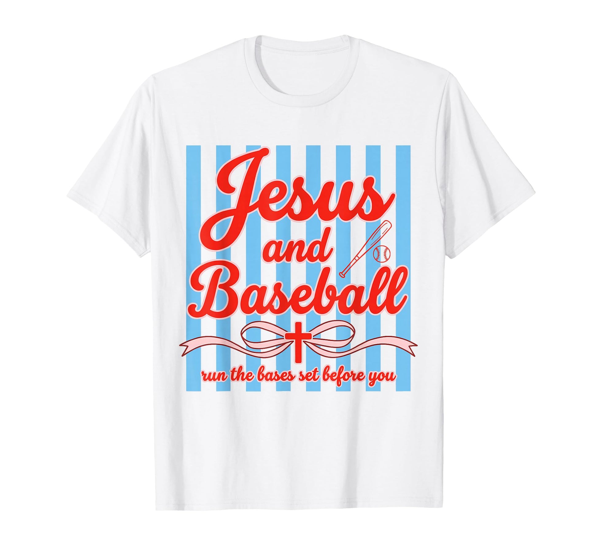 Jesus And Baseball Runs Bases Set T-Shirt - Aesthetic Graphic for Adults - T-Shirt, Sweatshirt, Hoodie