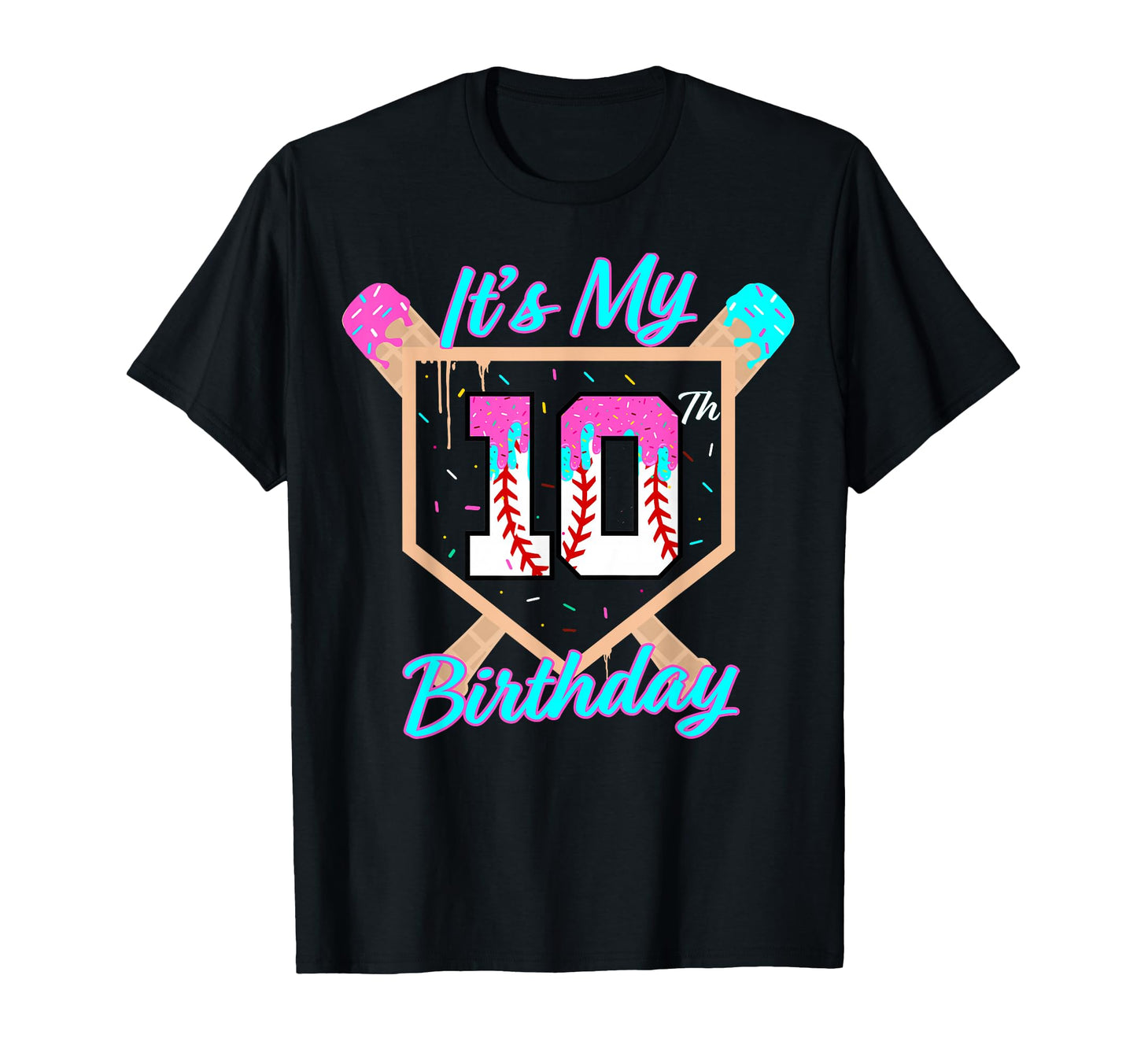 Baseball 10 Year Old Ice Cream Drip T-Shirt - Custom Art Print for Adults - T-Shirt, Sweatshirt, Hoodie