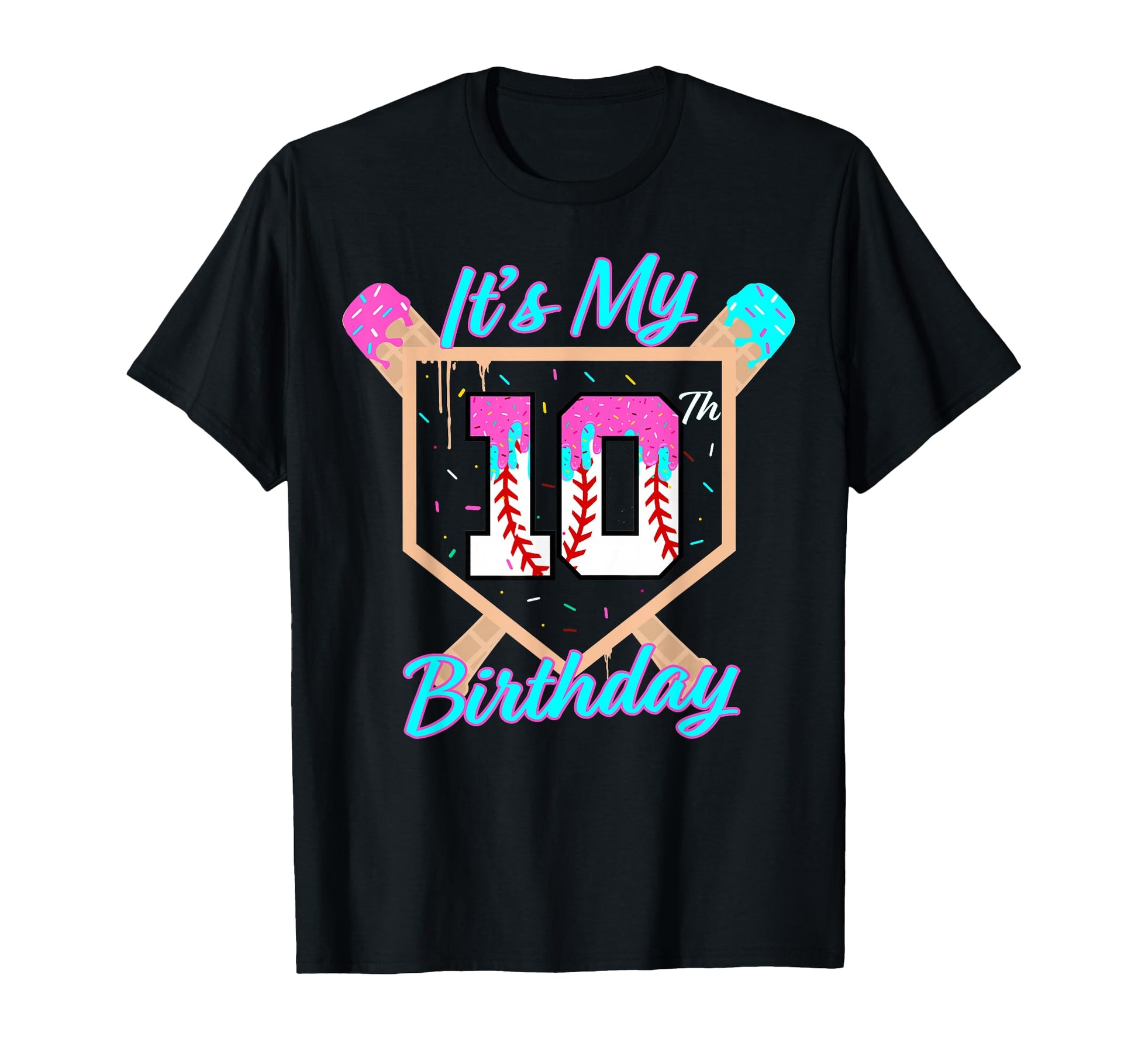 Baseball 10 Year Old Ice Cream Drip T-Shirt - Custom Art Print for Adults - T-Shirt, Sweatshirt, Hoodie