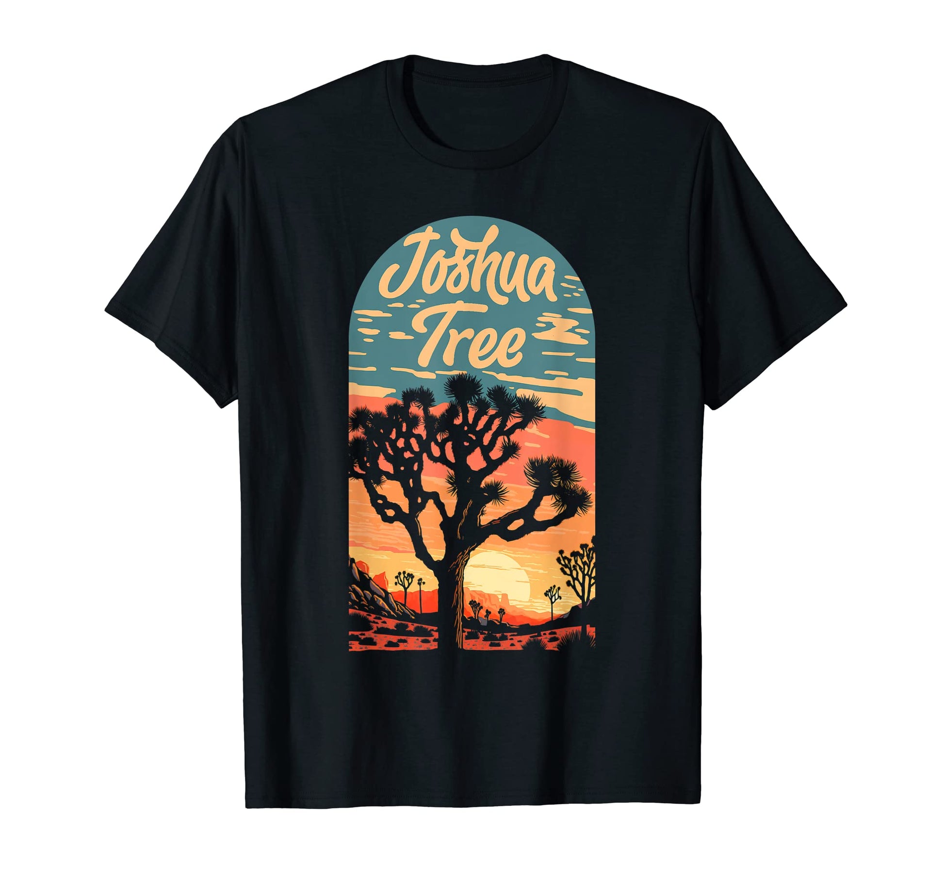 Joshua Tree Sunset National Park 80S T-Shirt - Custom Art Print Unisex - T-Shirt, Sweatshirt, Hoodie