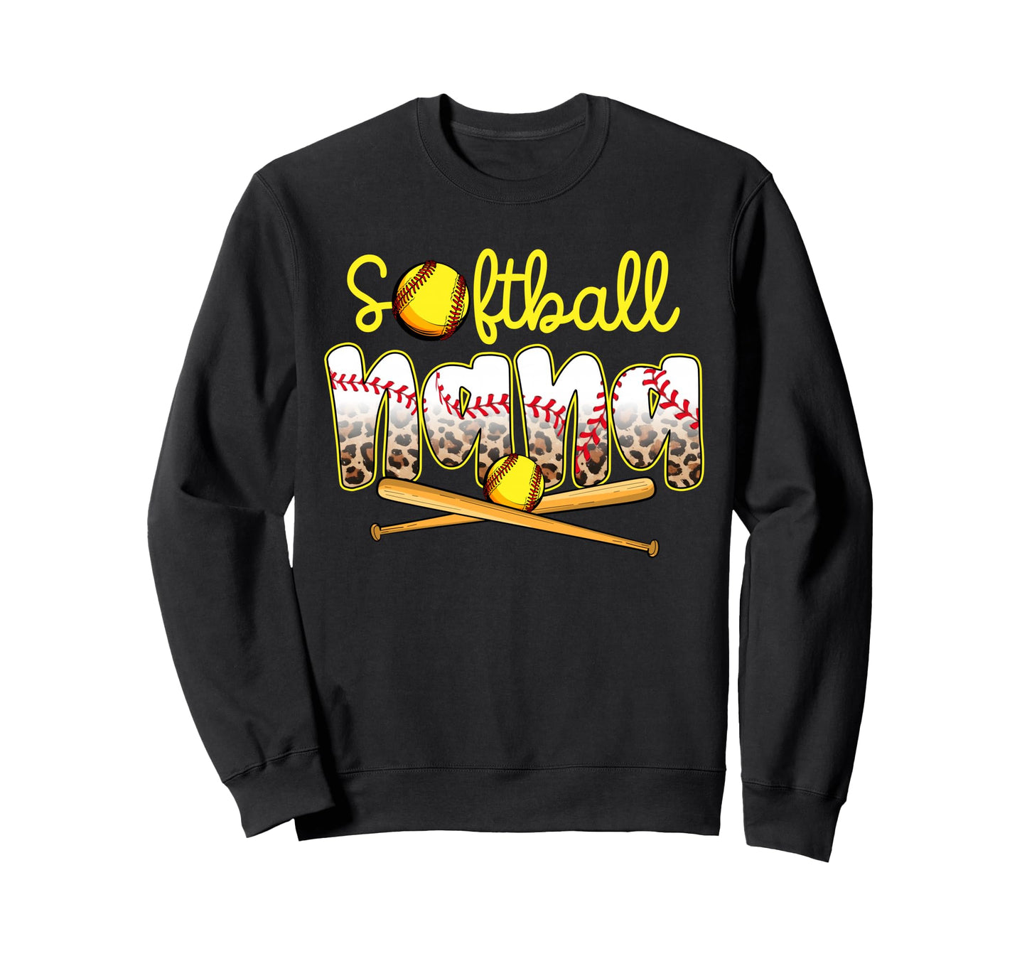 Softball Nana Leopard Mothers Day Sweatshirt - Minimalist Print Men Women - T-Shirt, Sweatshirt, Hoodie