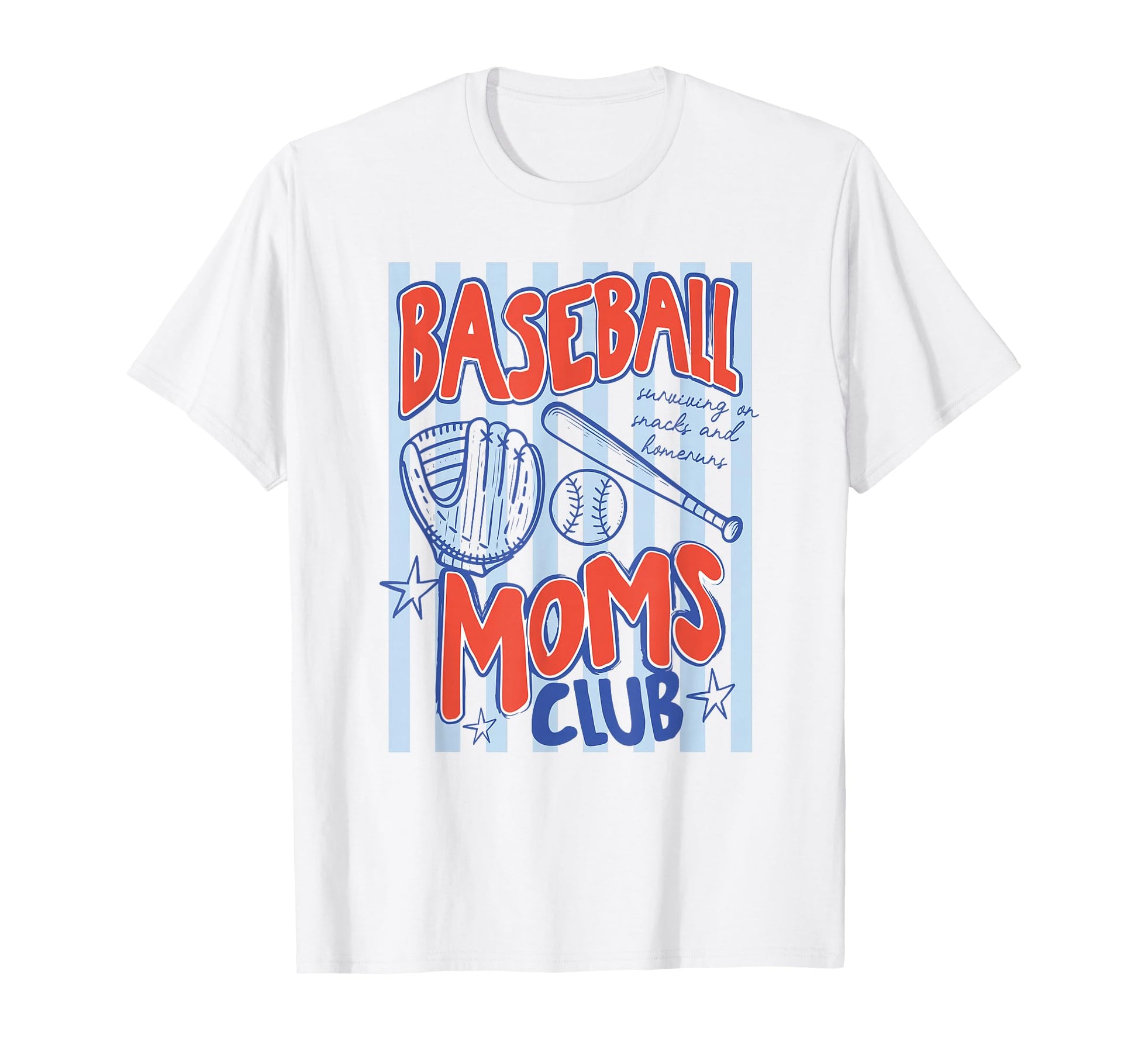 Striped Baseball Moms Club Surviving T-Shirt - Unique Graphic Unisex - T-Shirt, Sweatshirt, Hoodie