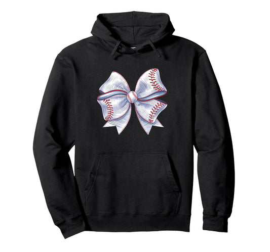 Baseball Coquette Bow Baseball Game Hoodie - Minimalist Print Men Women - T-Shirt, Sweatshirt, Hoodie