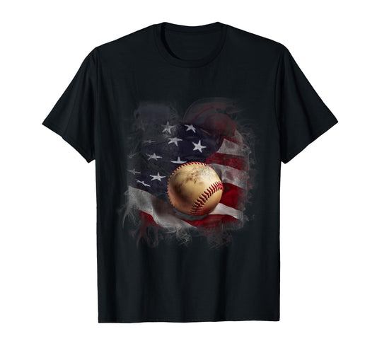 Baseball And American Flag Usa T-Shirt - Trendy Graphic Unisex - T-Shirt, Sweatshirt, Hoodie