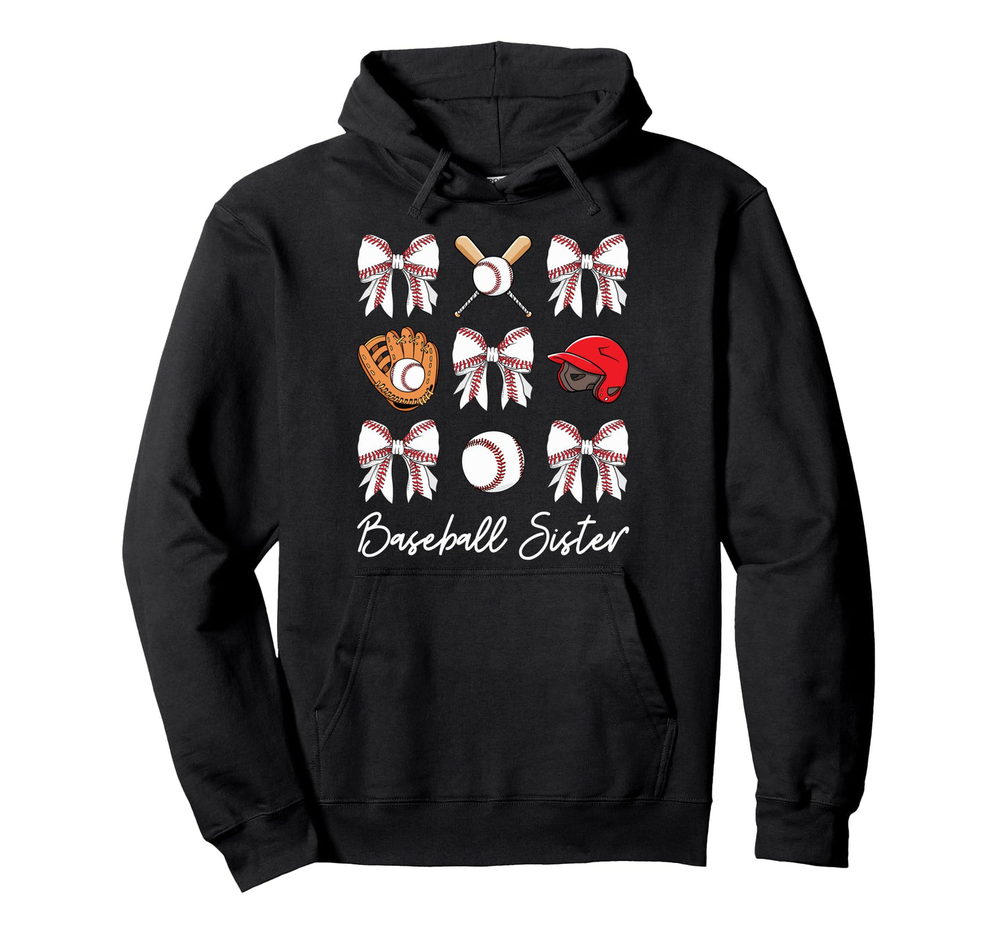 Baseball Sister Coquette Bow Sport Hoodie - Casual Everyday Wear Men Women - T-Shirt, Sweatshirt, Hoodie