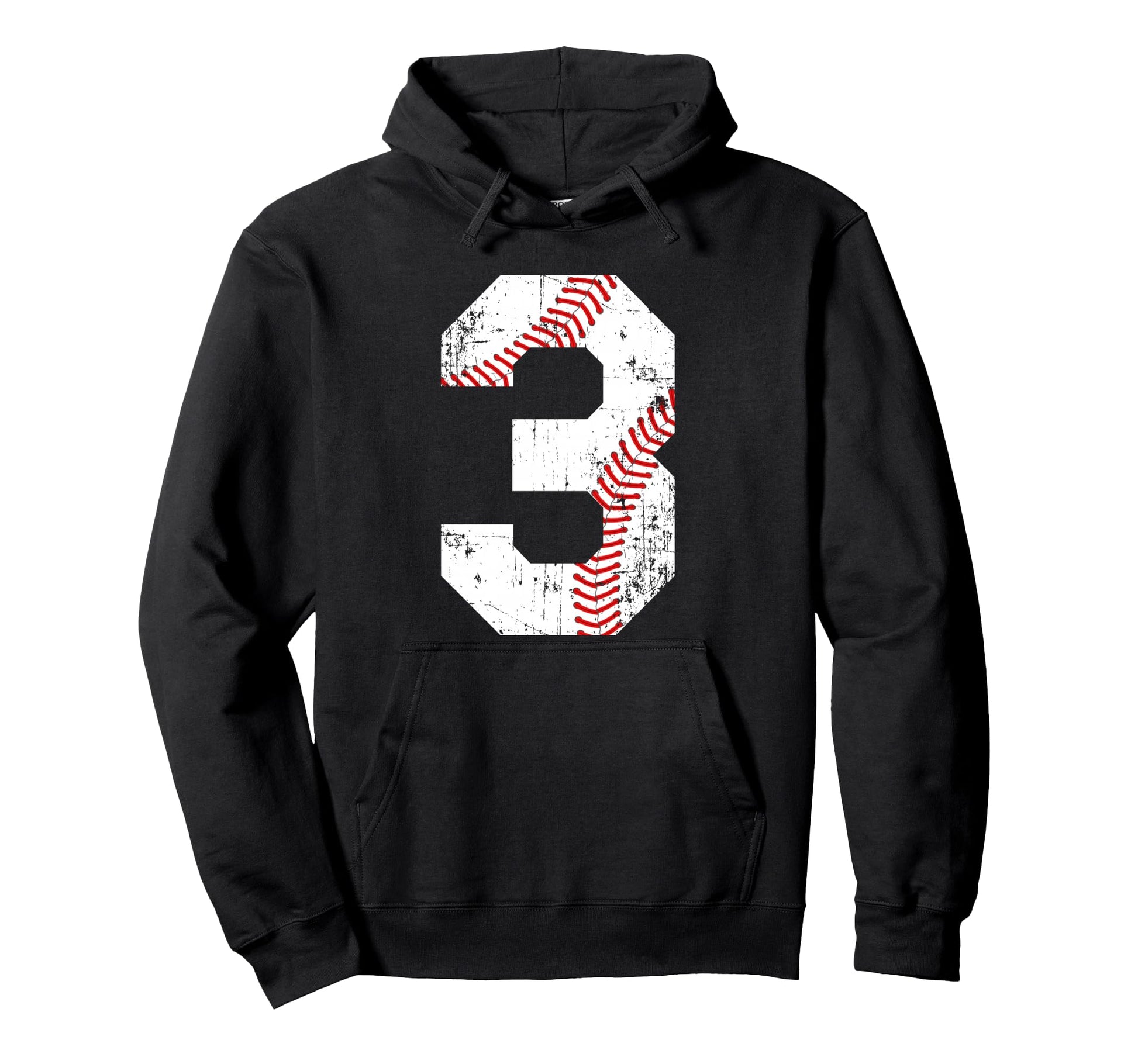 Baseball 3 Jersey Number Hoodie - Novelty Apparel Unisex - T-Shirt, Sweatshirt, Hoodie
