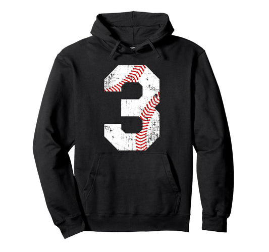 Baseball 3 Jersey Number Hoodie - Novelty Apparel Unisex - T-Shirt, Sweatshirt, Hoodie