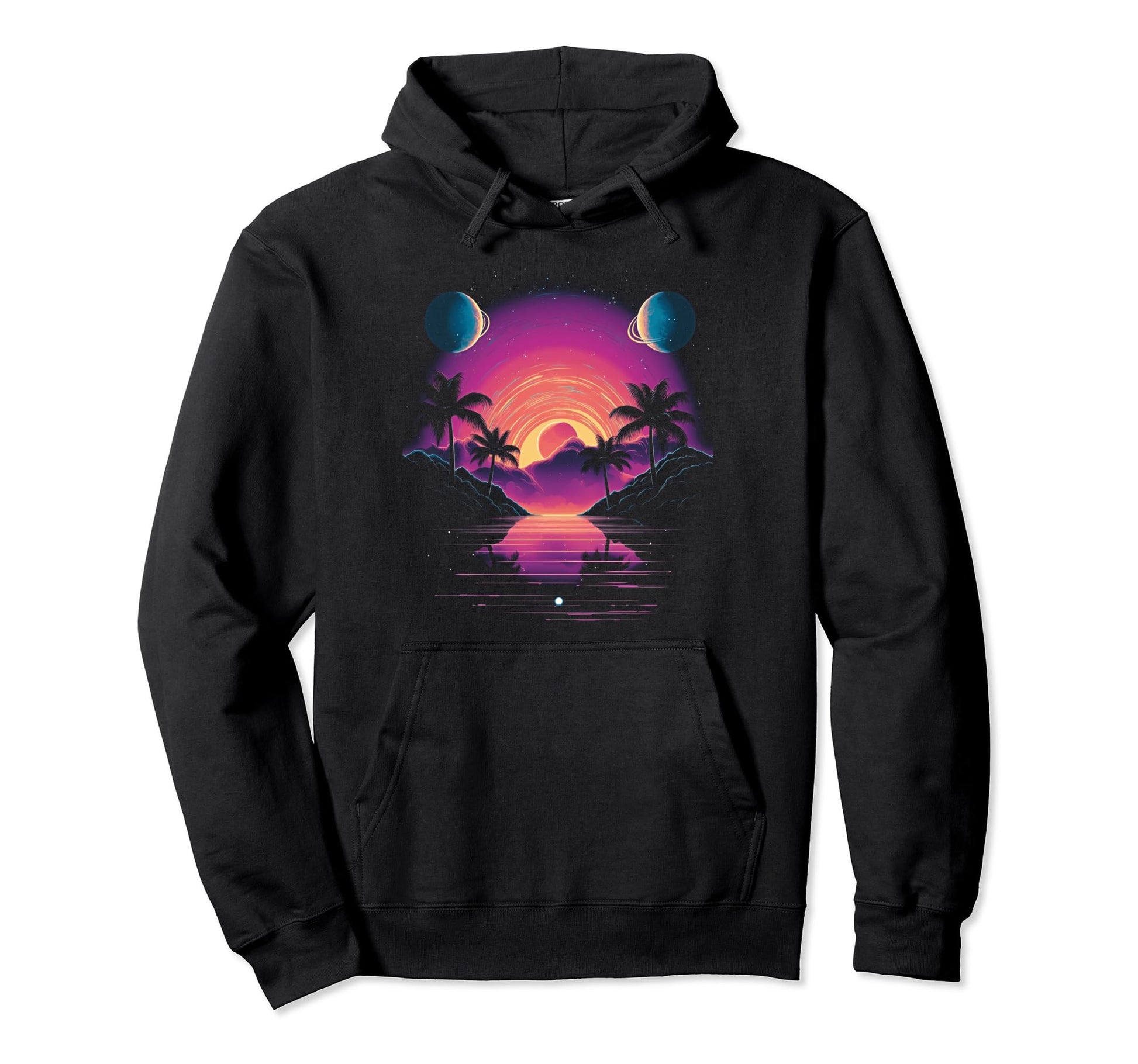 Vaporwave Solar System 80S Synthwave Hoodie - Minimalist Print Unisex - T-Shirt, Sweatshirt, Hoodie