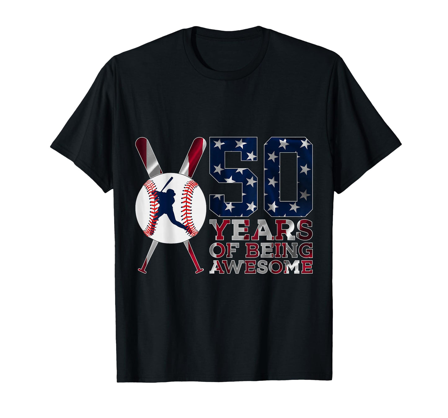 50 Years Being Awesome Baseball T-Shirt - Fun Novelty Design for Adults - T-Shirt, Sweatshirt, Hoodie