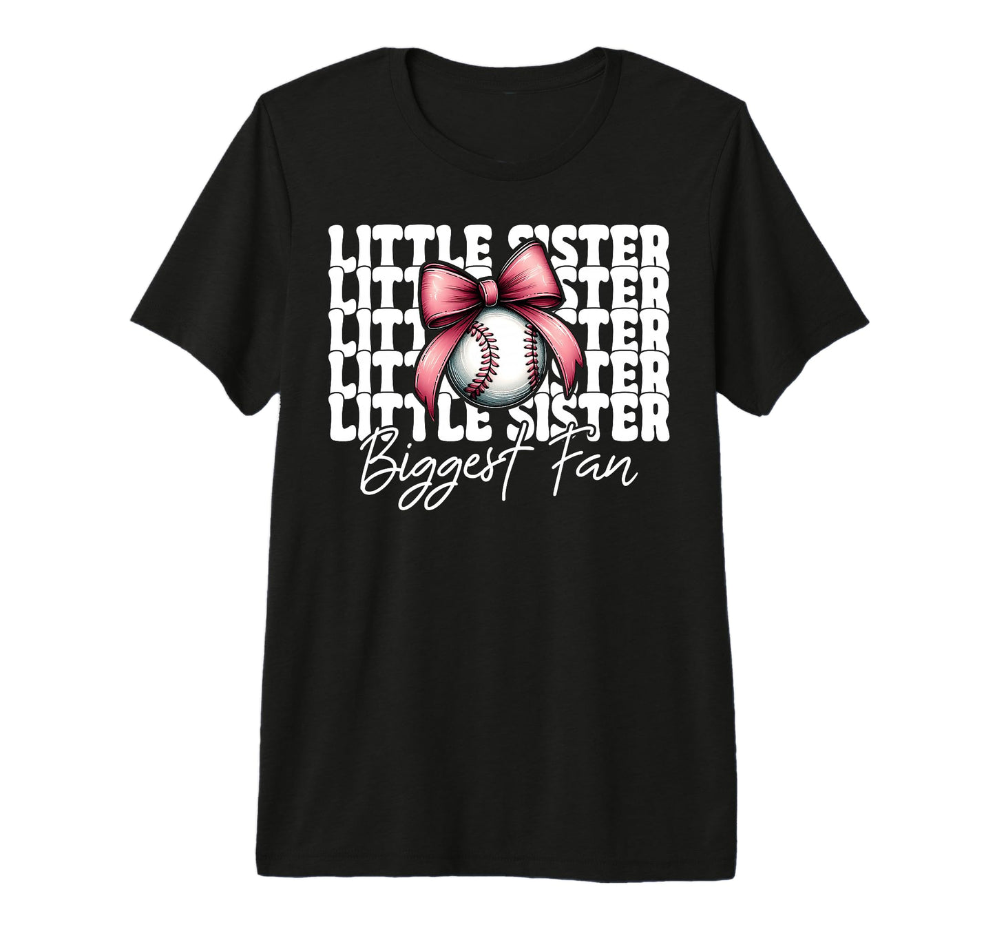 Baseball Sister Coquette Bow Little T-Shirt - Trendy Graphic Men Women - T-Shirt, Sweatshirt, Hoodie