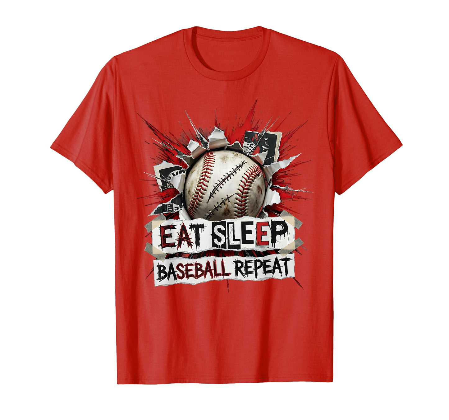 Eat Sleep Baseball Repeat Fan T-Shirt - Novelty Apparel Unisex - T-Shirt, Sweatshirt, Hoodie