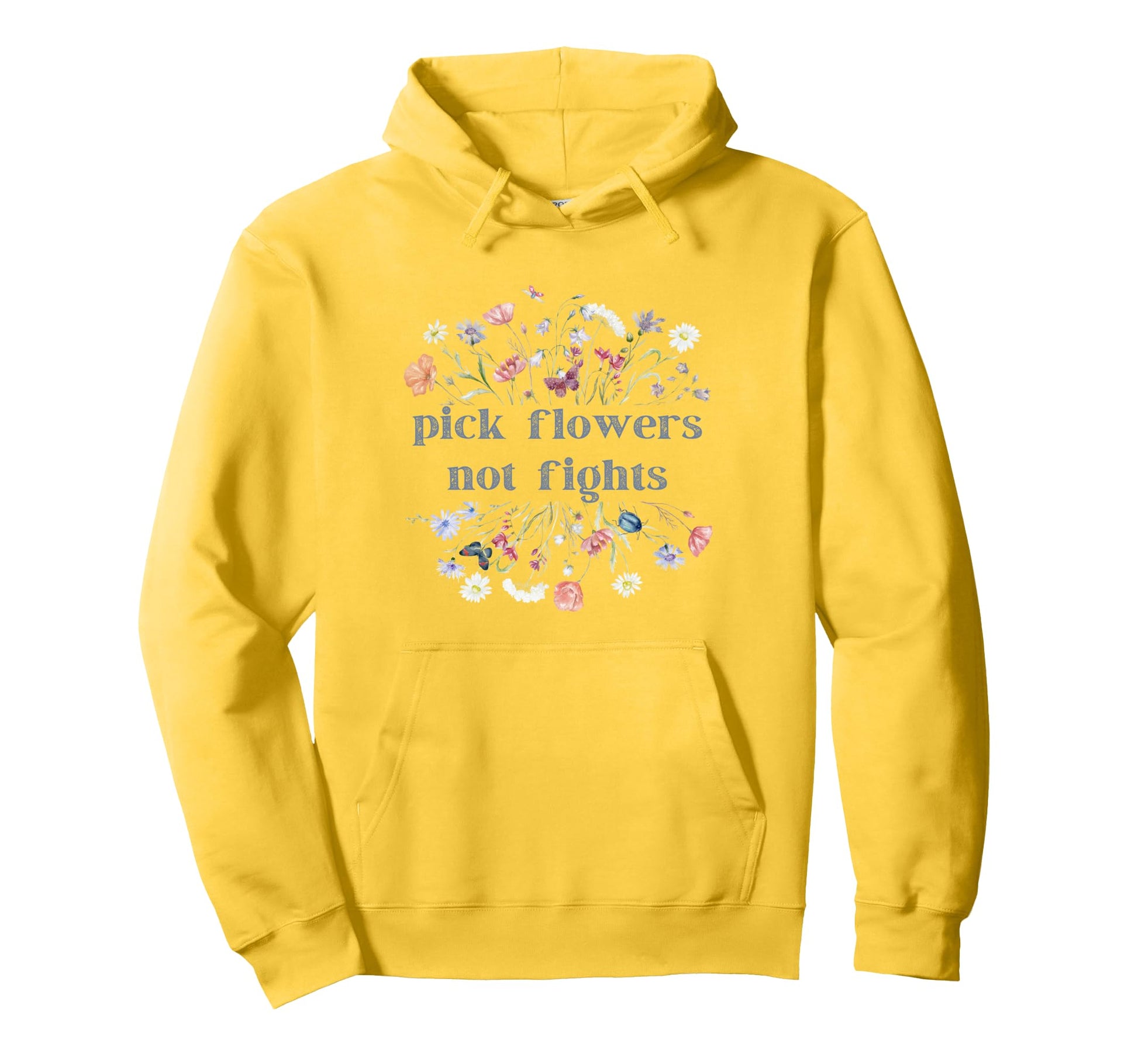 Pick Flowers Not Fights Coquette Hoodie - Novelty Apparel for Adults - T-Shirt, Sweatshirt, Hoodie