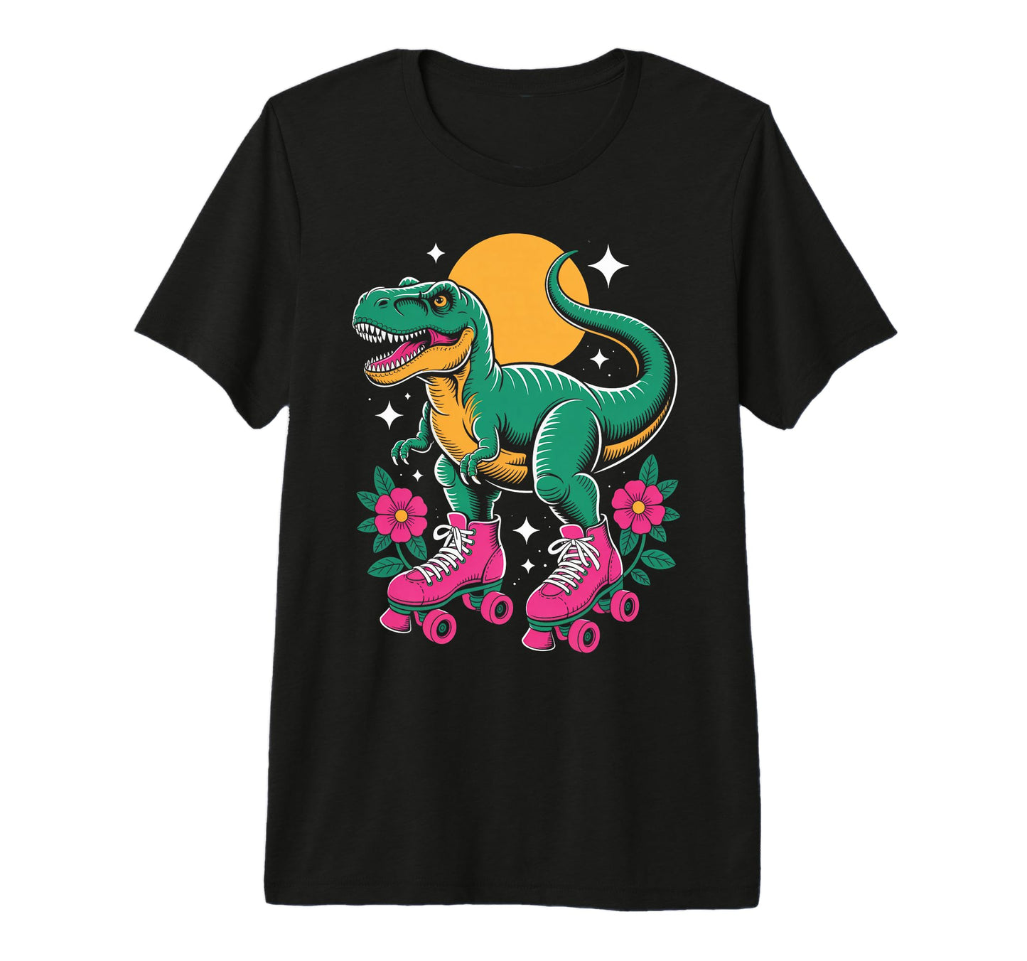 Dinosaur Roller Skate Roller Skating T-Shirt - Minimalist Print Men Women - T-Shirt, Sweatshirt, Hoodie