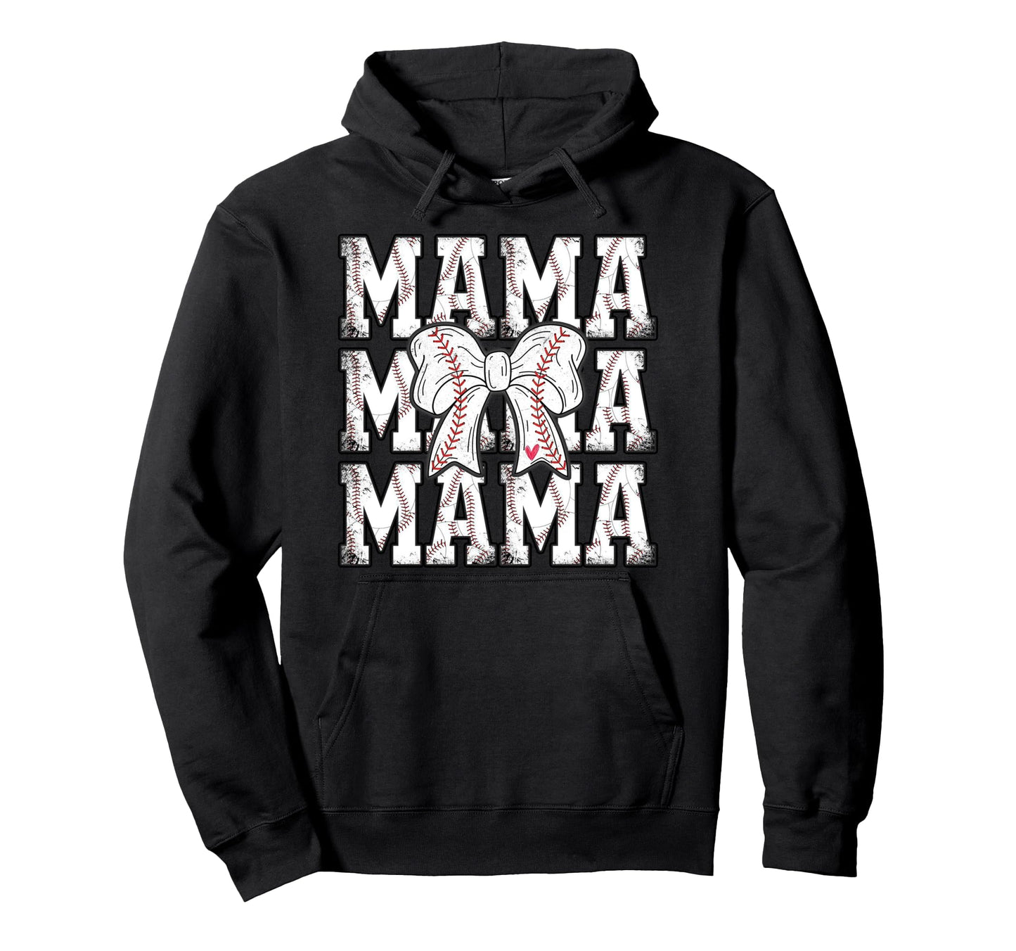 Baseball Mama Coquette Bow Hoodie - Novelty Apparel Men Women - T-Shirt, Sweatshirt, Hoodie
