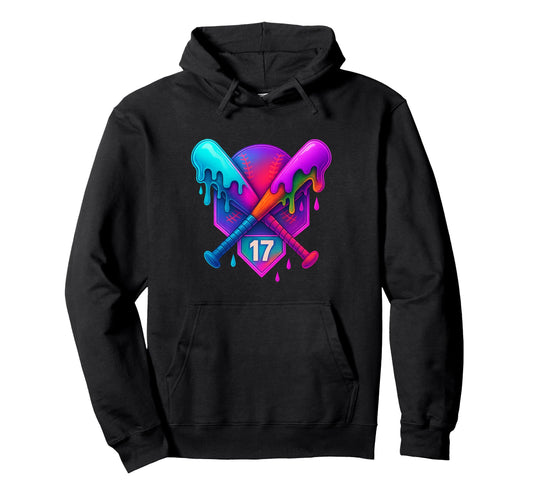 Baseball 17 Year Old Ice Cream Drip 17Th Hoodie - Custom Art Print Unisex - T-Shirt, Sweatshirt, Hoodie