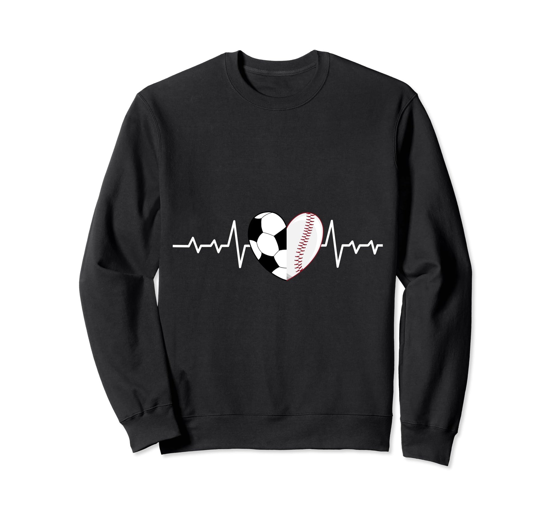 Football Heartbeat Baseball Sweatshirt - Graphic Print for Adults - T-Shirt, Sweatshirt, Hoodie